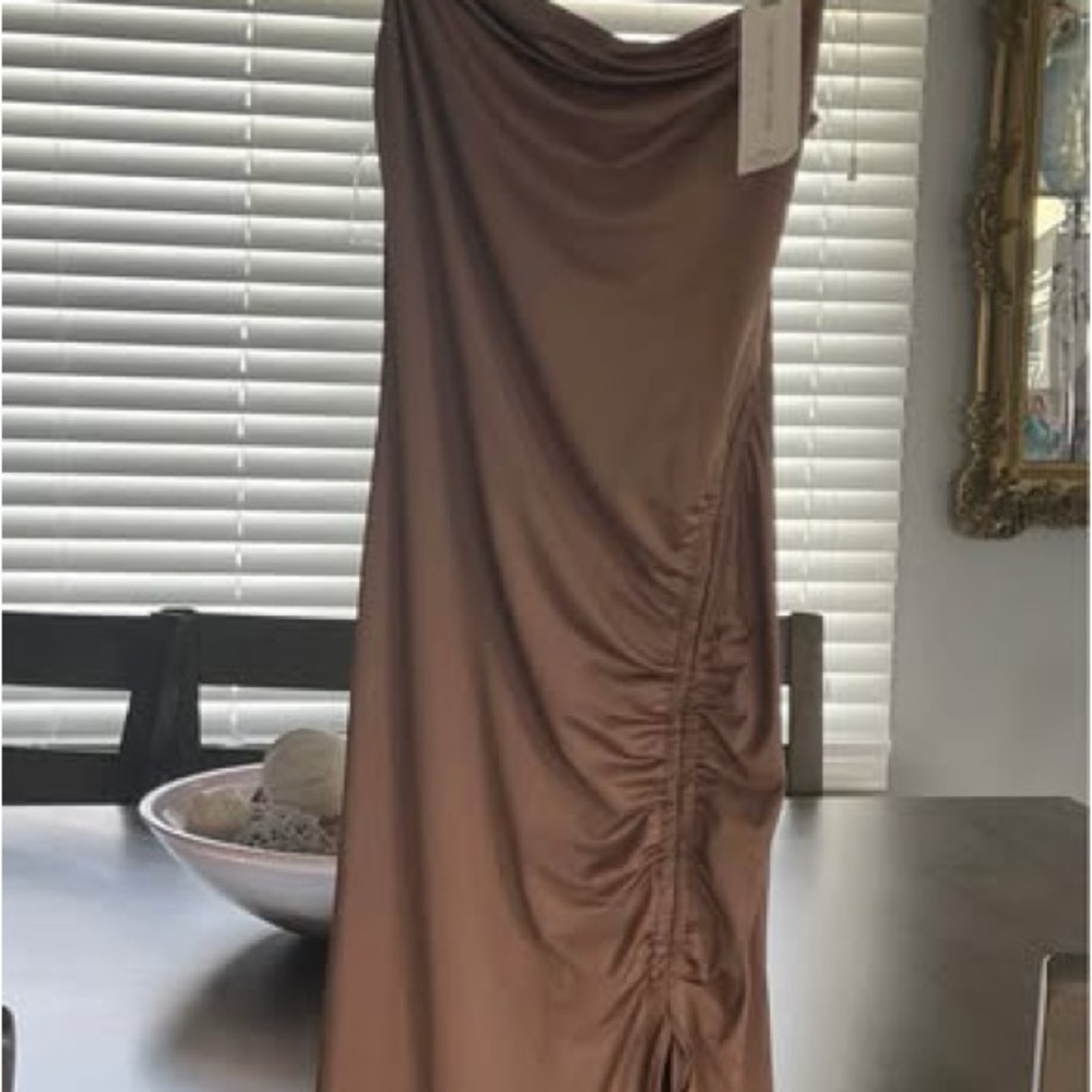 Almost Famous Brown Asymmetrical Dress